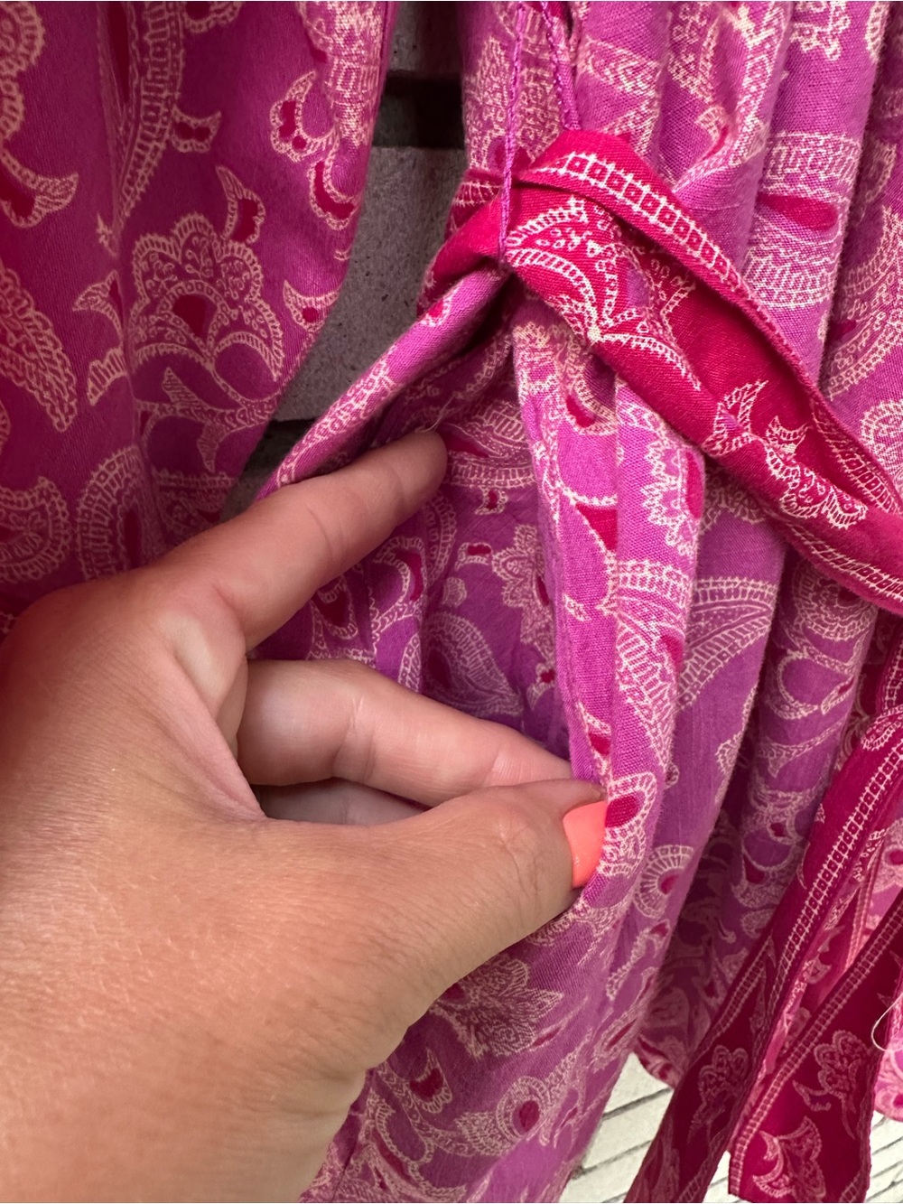 Knox Rose Paisley Kimono Robe Pink Cotton Rayon Tie Belt NWT M/L Lounge - Picture 10 of 12